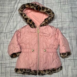 Toddler Girl Puffer Pink/Leopard Puffer Jacket Size 18M
